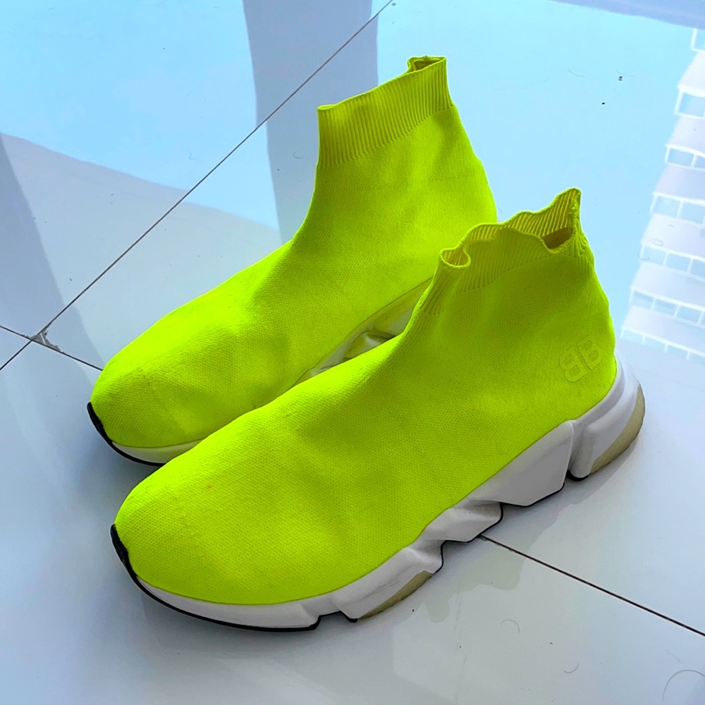 Balenciaga neon yellow speed trainer